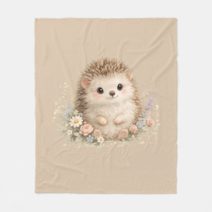 Adorable Hedgehog European Garden Fleece Blanket