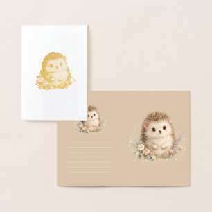 Adorable Hedgehog European Garden  Foil Card
