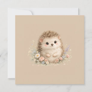Adorable Hedgehog European Garden  Invitation