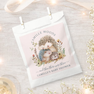 Adorable Hedgehog Family Pink Baby Shower  Favour Bag