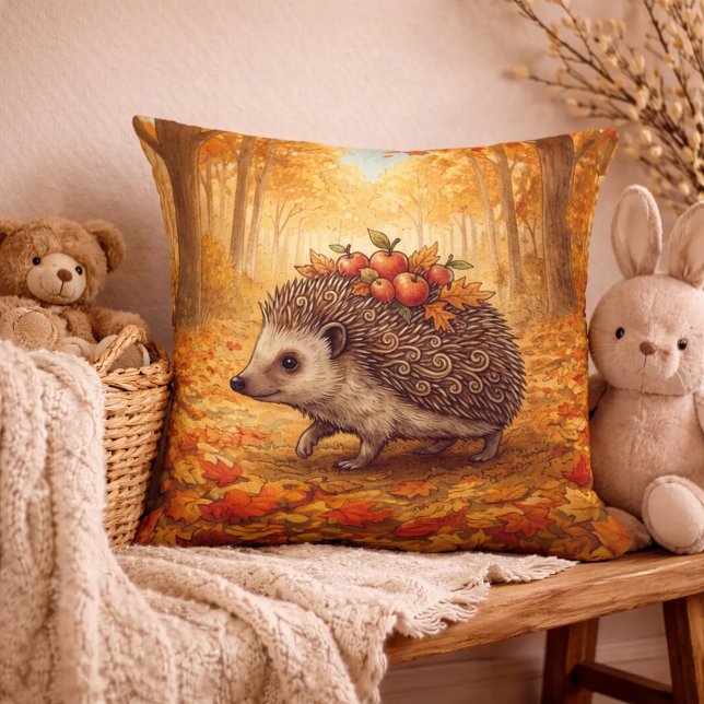 Adorable Hedgehog Forest Animals  Throw Pillow (Creator Uploaded)