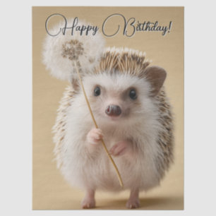 Adorable Hedgehog Holding a Dandelion Tissue Paper