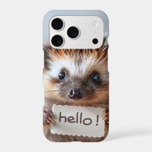 Adorable Hedgehog Holding "Hello!" Sign