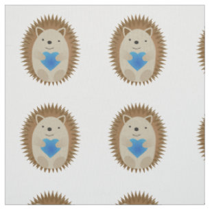Adorable Hedgehog hugging a Blue Heart Fabric
