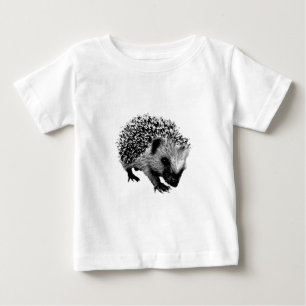 Adorable Hedgehog. Wildlife Digital Engraving Baby T-Shirt