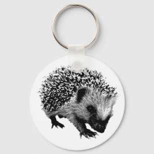 Adorable Hedgehog. Wildlife Digital Engraving Keychain