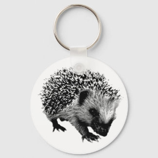 Adorable Hedgehog. Wildlife Digital Engraving Keychain