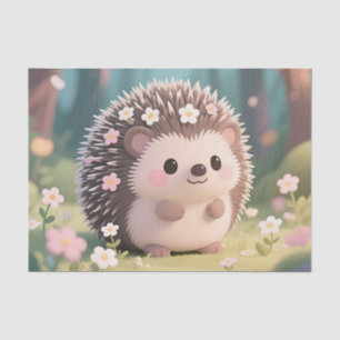 Adorable Hedgehog with Flowers Kawaii Forest Tissue Paper