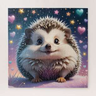 Adorable Hedgehog with stars and hearts Jigsaw Puzzle