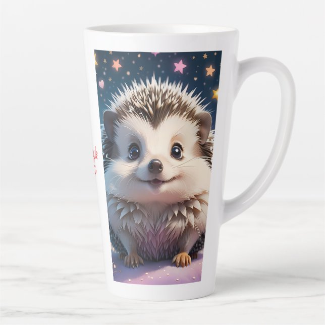 Adorable Hedgehog with stars and  hearts  Latte Mug (Right)