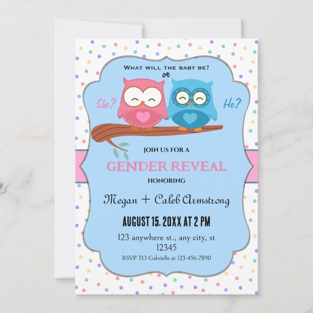 Adorable Hiboux Genre Reveillez invitation (Devant)