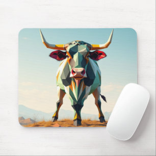 Adorable high land cow landscape geometric mouse pad