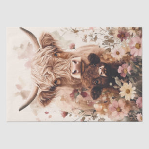 Adorable Highland Cow Calf with Mom Decoupage Tissue Paper