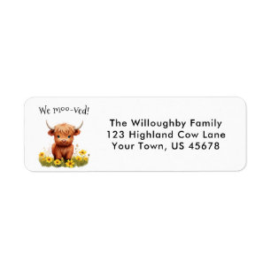Adorable Highland Cow Nouveau Étiquette d'adresse