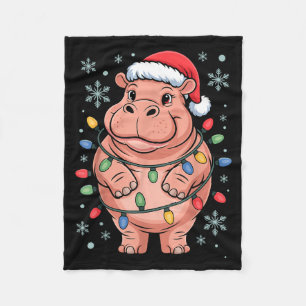 Adorable Hip Wrapped Christmas Light Santa Hat Win Fleece Blanket