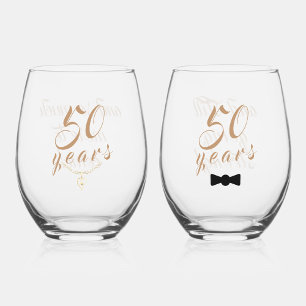 Adorable His & Her Anniversary Stemless Wine Glass