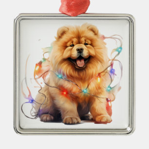 ADORABLE HOLIDAY CHRISTMAS CHOW CHOW DOG METAL ORNAMENT