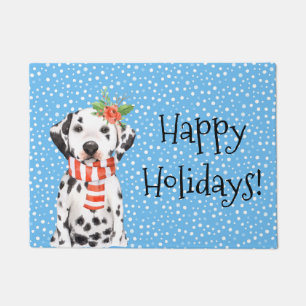 Adorable Holiday Dalmatian Puppy Door Mat