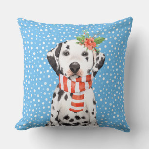 Adorable Holiday Dalmatian Puppy Pillow