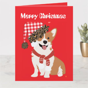 Adorable Holiday Puppy Wearing Christmas Santa Hat Card