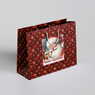 Adorable Holiday Santa and Rudolph Gift Bag