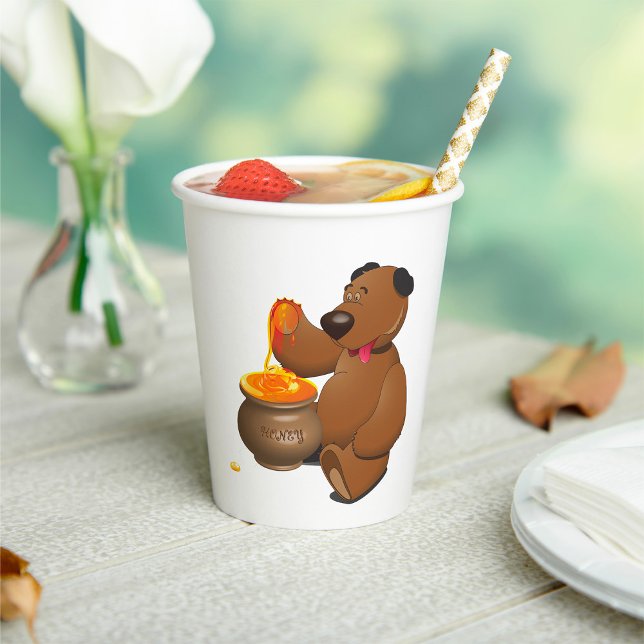 Adorable Honey Loving Bear with Honey Pot  Paper Cups (Creator Uploaded)