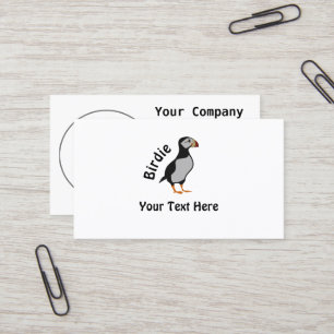 Adorable Horned Puffin Standing Cartoon Business Card