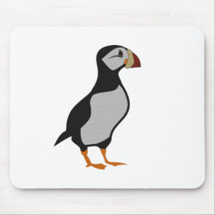 Adorable Horned Puffin Standing Cartoon Mouse Pad
