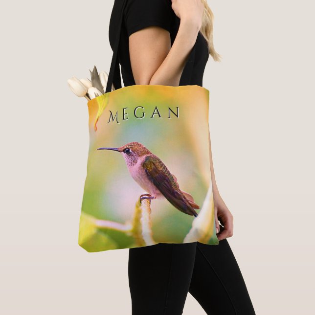 Adorable Hummingbird  Custom Your Name Tote Bag (Close Up)