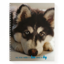 Adorable husky puppy notebook, full size