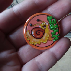 Adorable HYPE! Snail Emote 1 Inch Round Button