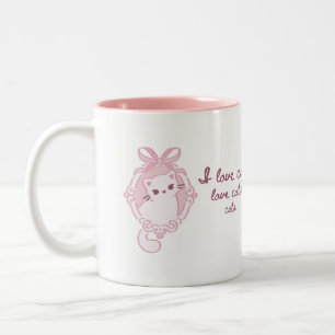 Adorable "I Love Cats" Soft Two-Tone Coffee Mug