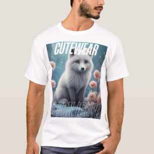Adorable ice fox in Floral Garden – Cute Aesthe T-Shirt