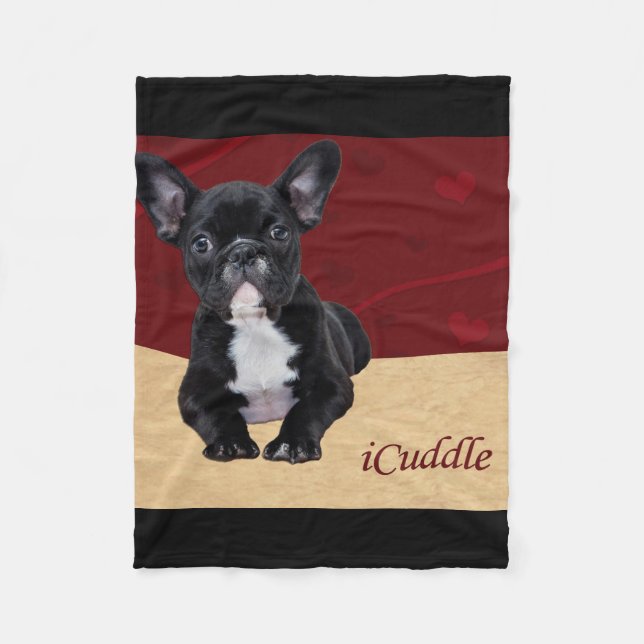 Adorable iCuddle French Bulldog Fleece Blanket (Front)