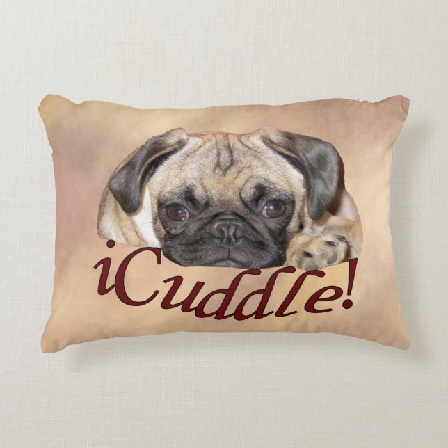 Adorable iCuddle Pug Puppy Accent Pillow (Front)