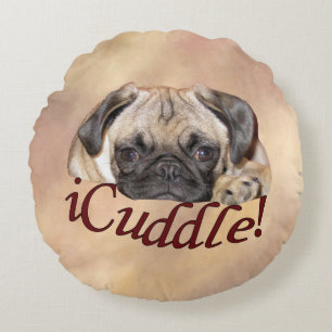 Adorable iCuddle Pug Puppy Round Pillow