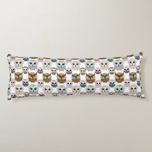 Adorable Illustrated Owls Pattern Body Pillow