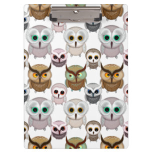Adorable Illustrated Owls Pattern Clipboard