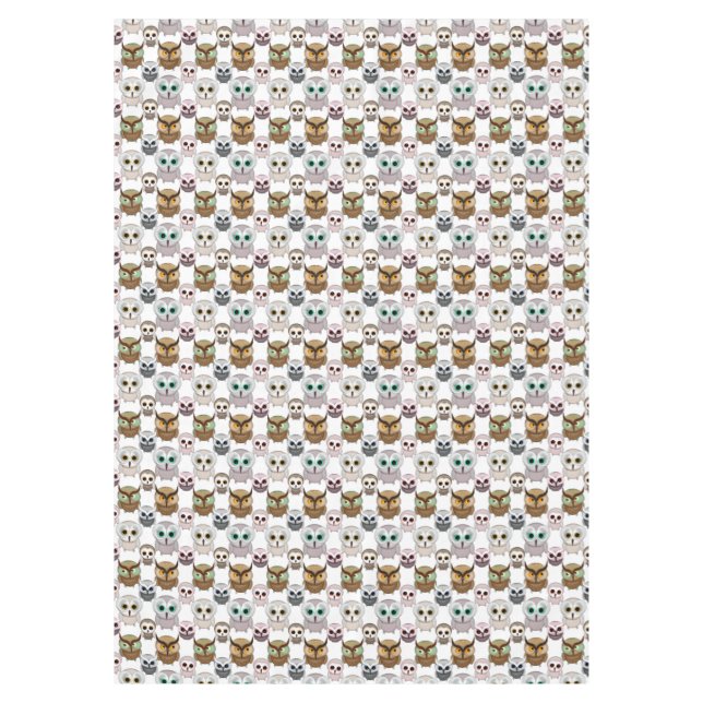 Adorable Illustrated Owls Pattern Tablecloth (Front)
