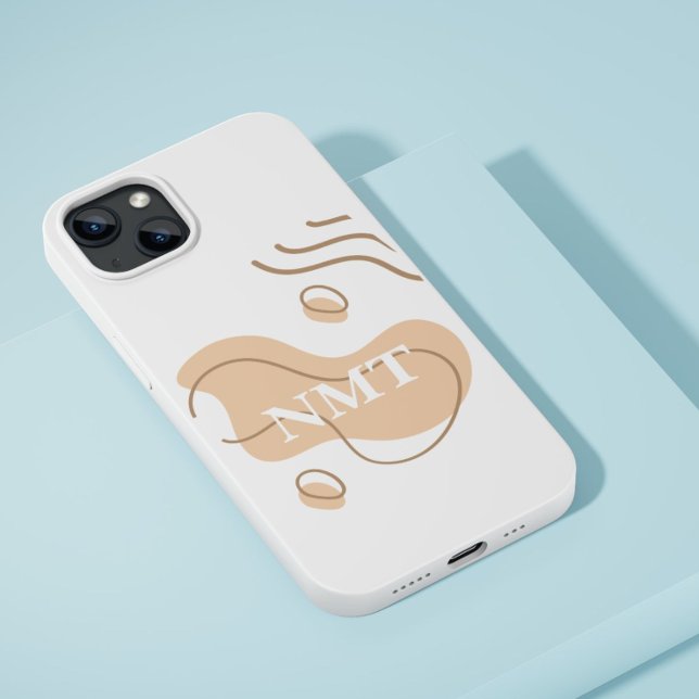 Adorable initial White and beige abstract cute Case-Mate iPhone Case (Creator Uploaded)