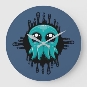 Adorable Inky Baby Octopus Friend Large Clock