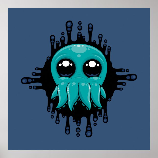 Adorable Inky Baby Octopus Friend Poster (Front)