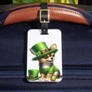ADORABLE IRISH DRESSED CHIHUAHUA PUPPY DOG LUGGAGE TAG