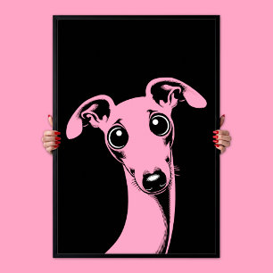 Adorable Italian Greyhound   Pink & Black Pop Art Poster