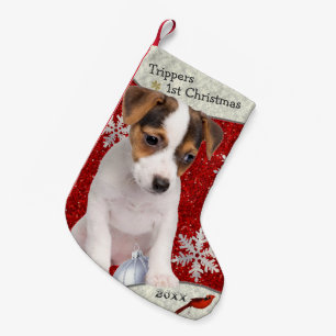 Adorable Jack Russell Puppy Christmas Stocking