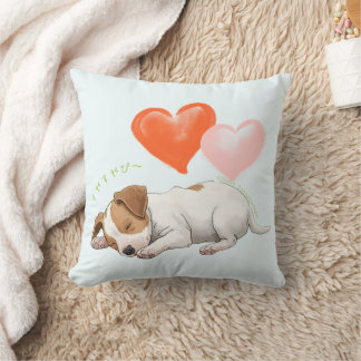 Adorable Jack Russell Terrier puppy sleeping Throw Pillow
