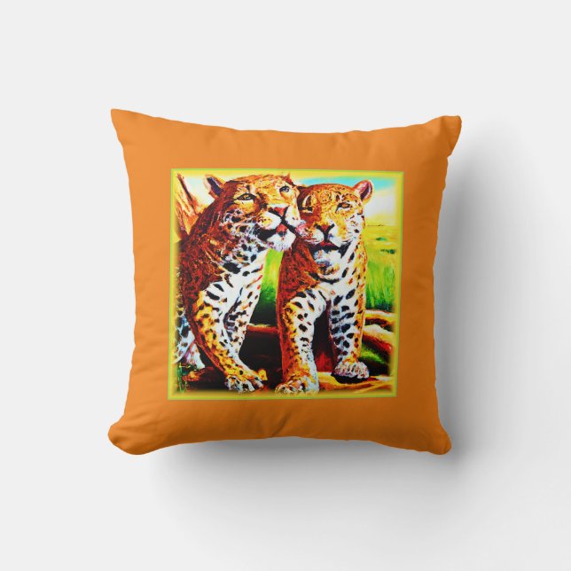 Adorable Jaguar Cubs in the Jungle. Buy Now Throw Pillow (Front)