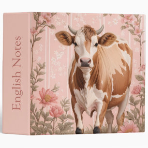 Adorable Jersey Cow Pink Floral Binder