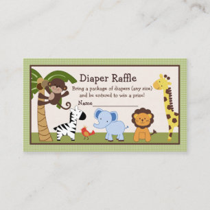 Adorable Jungle Animals Diaper Raffle Tickets Enclosure Card