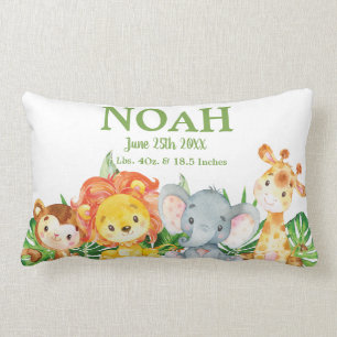 Adorable Jungle Animals Greenery Boy Nursery Décor Lumbar Pillow